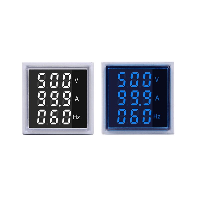 Voltmètre AC 60-500V 0-100A, 22Mm, ampèremètre Hz, indicateur numérique 20-75Hz, compteur de fréquence, tension numérique, lampe LED