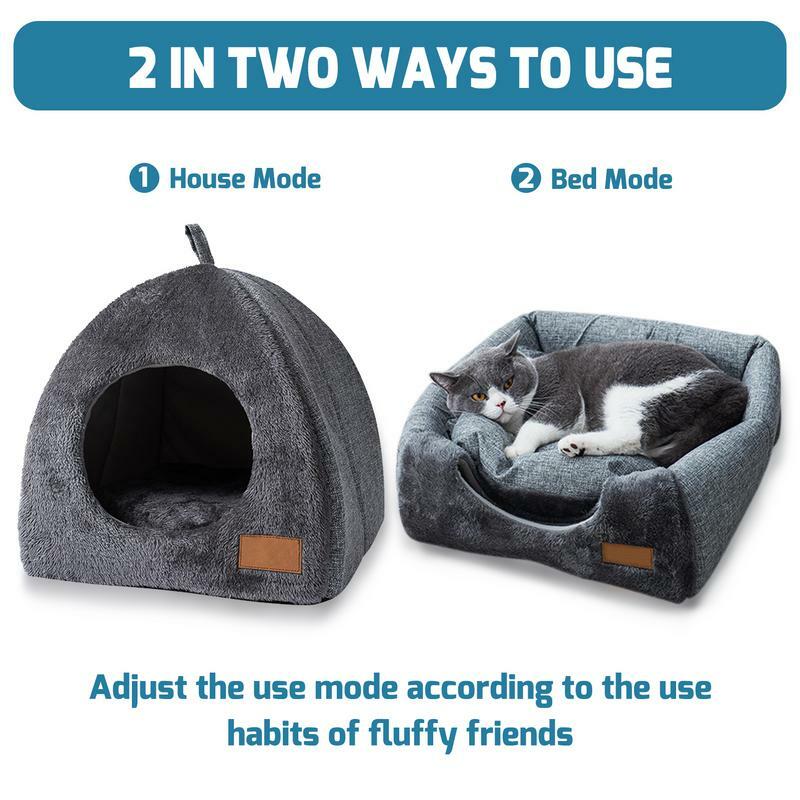 Nido triangular para gatos, cueva para gatos, cama para mascotas, saco de dormir, cama de gato cálida, Burrow, casa, iglú