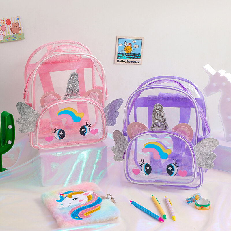 Cartoon Clear Backpacks for Kids Girl Boys Cute Big Eyes School Bags Children Teenage Summer Transparent Bagpack Birthday Gift