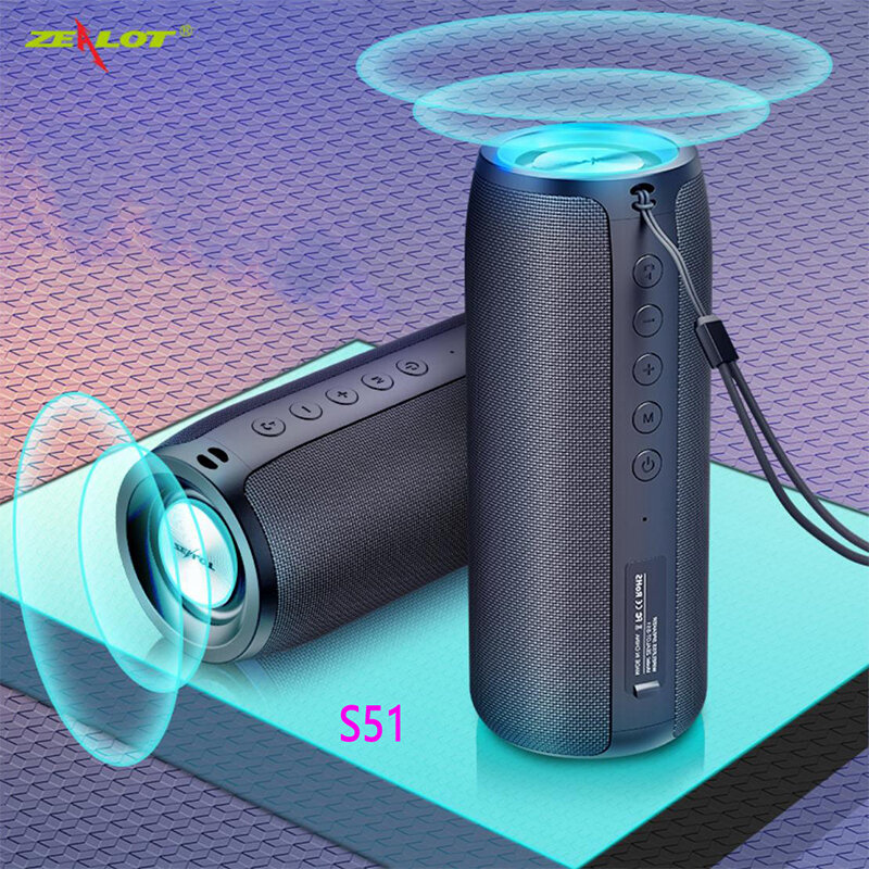 Suitable for ZEALOT S51 Powerful Bluetooth Speaker Wireless Portable Subwoofer Waterproof Speaker Support TF, TWS, U Disk