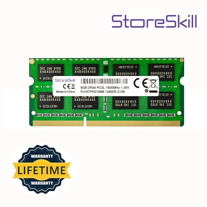 Storeskill sodimmメモリDDR3L 2ギガバイト4ギガバイト8ギガバイト10600 1333 12800 1600のためのDDR3ノートパソコンのラムメモリアラム