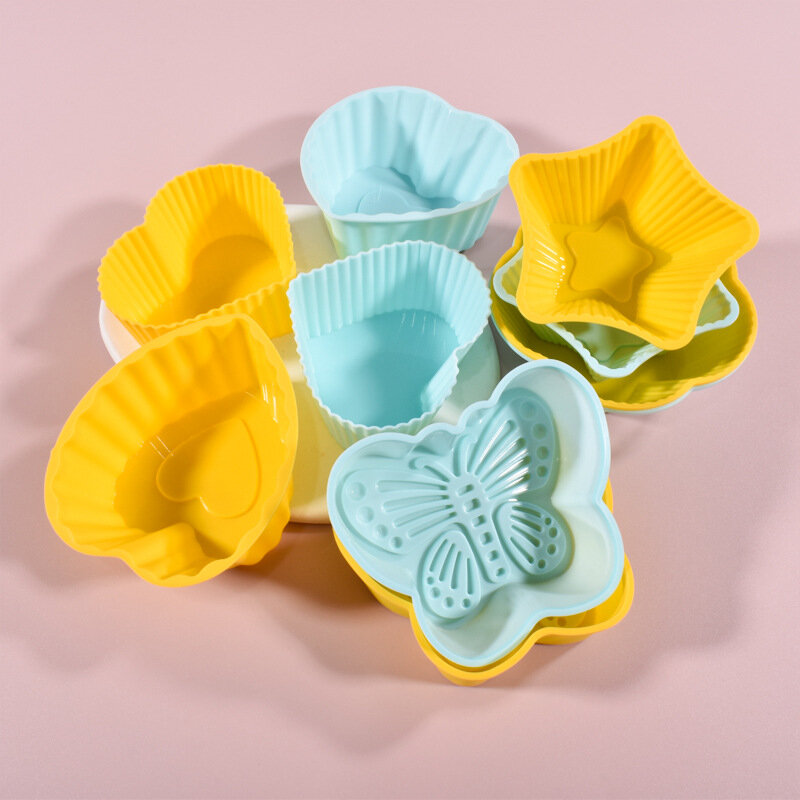 Striped Cake Heart-shaped Pentagram Cup Heart-shaped Butterfly High Temperature Resistant Kitchen Baking Household Silicone Mold