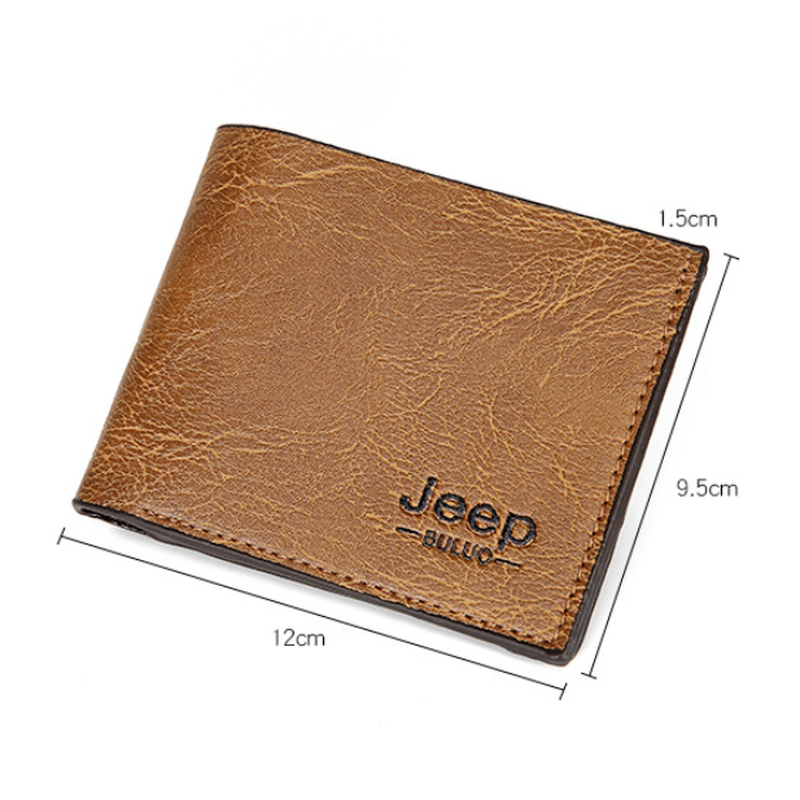 Мужской однотонный кошелек в стиле ретро, короткий деловой бумажник из искусственной кожи в офисном стиле, кредитница, зажим для мелочи и денег с надписью Jeep