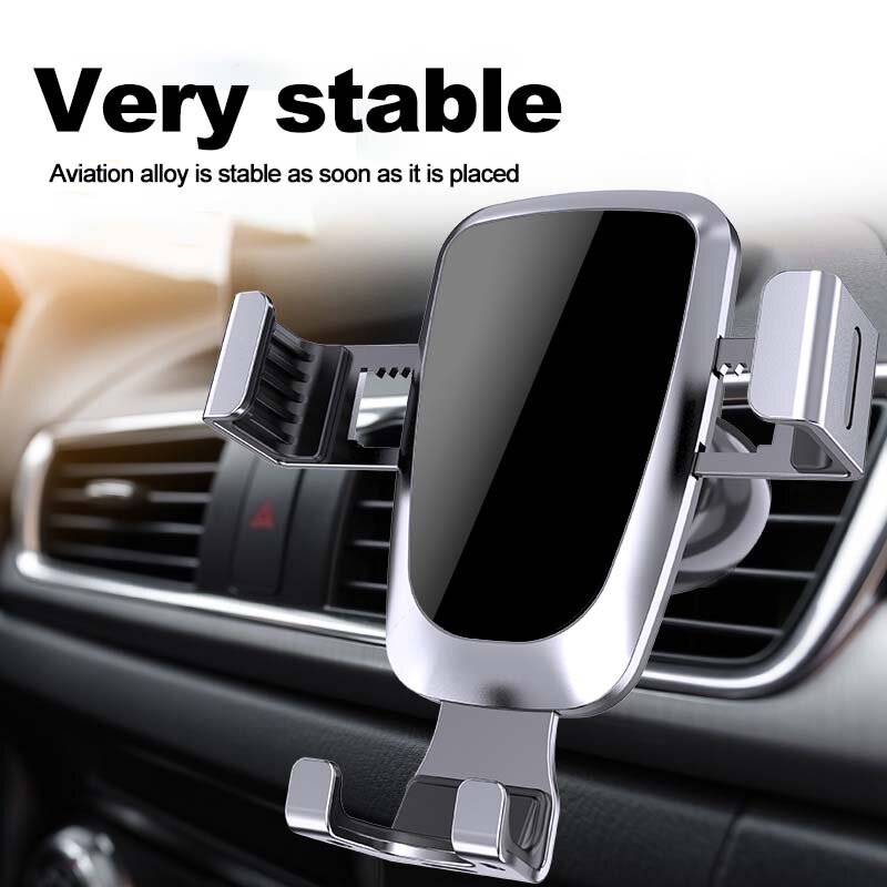 Soporte Universal de teléfono móvil para coche, montaje de Clip de ventilación de aire de coche, superficie de espejo, gravedad