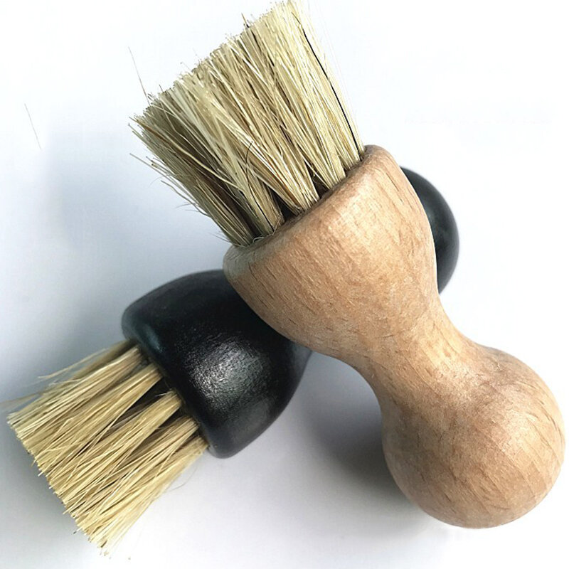 Wooden Shoes Brush Handle Bristle Horse Hair Shoe Shine Buffing Cleaning Brush Polishing Tool Cleaning Gadget