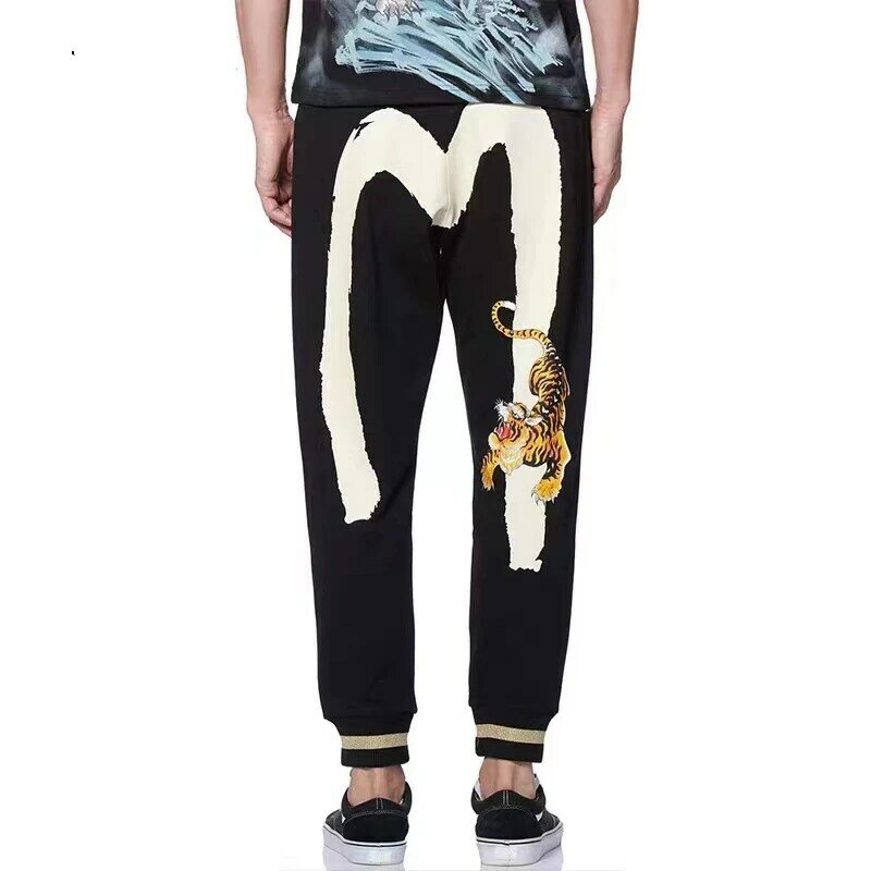 Estilo hip hop multi logotipo impressão m impresso moletom outono algodão longo preto calças casuais calças esportivas calças esportivas