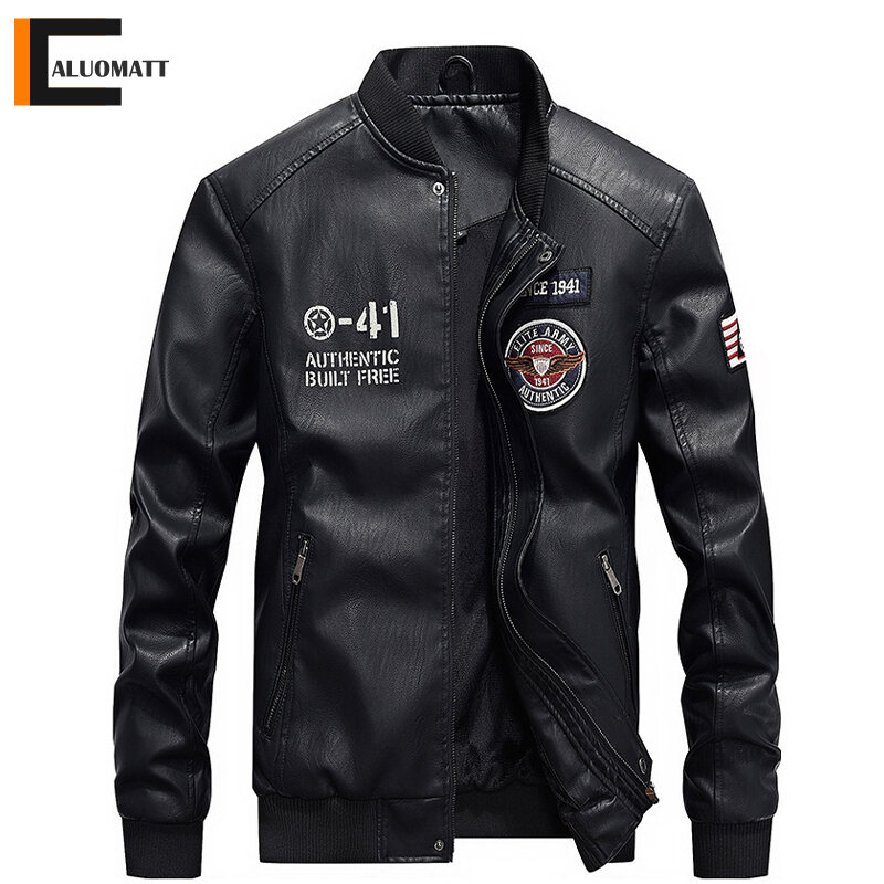 2022 jaqueta da motocicleta dos homens outono inverno novo falso plutônio jaquetas de couro casual bordado biker casaco com zíper jaqueta de beisebol