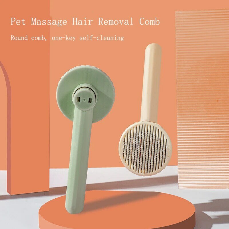 Nova massagem de pente de agulha de auto-limpeza para flutuante pente de cabelo gato e cão pente de remoção de cabelo macaron para flutuante pente de cabelo