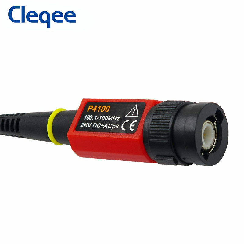 Cleqee sonda osciloscópio de alta tensão p4100 100:1 2kv 100mhz 100x conector bnc para osciloscópio de segurança atenuação ajustável