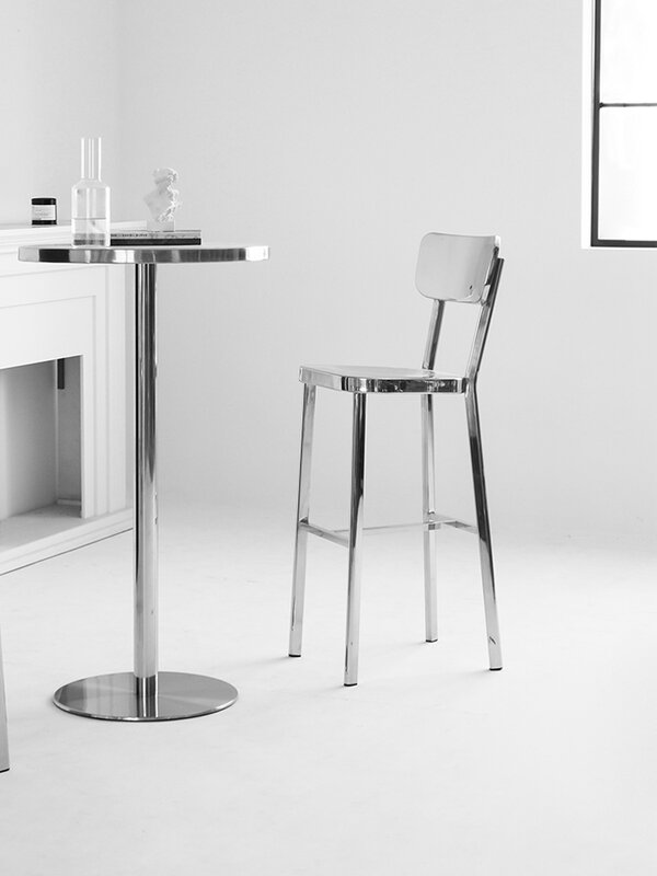 Барный стул, современный простой барный стул, домашний барный стул из нержавеющей стали, барный стул, спинка, уличный высокий стул