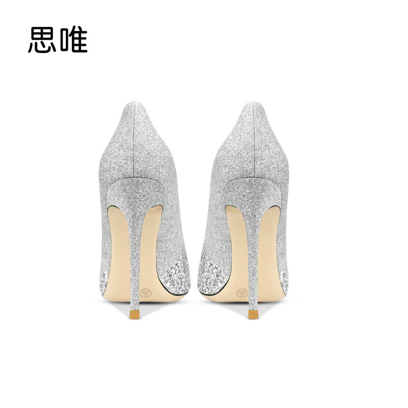 Star Style Luxury Women's High Heels Shoes Ladies Stiletto Pointed Toe 6/8/10cm Evening Dress Pumps Sexy Glitter Wedding Shoes