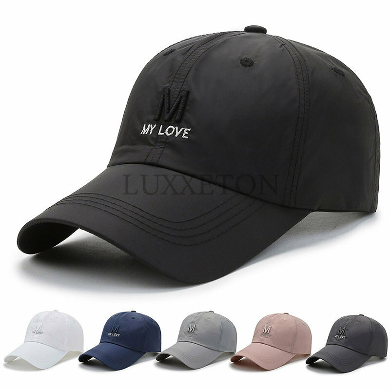 남성 여성 통기성 야구 모자 자외선 방지 낚시 모자, 스냅 백 캡, 사이즈 조절 가능, 글자 자수 커플 스포츠 모자