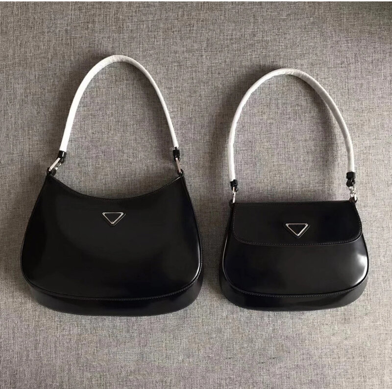 Leather armpit handbags with box hoboshiny cowhide all-match bags for women shoulder bag women's handbag baguette bag
