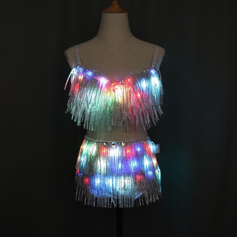 LED Clothes Luminous Costume Ladies Bra luminous Shorts LED Ballet Costume Party Suits el product