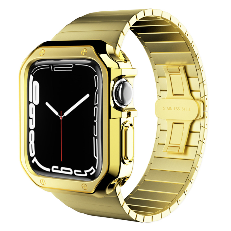Voor Apple Horloge Band Case + Strap 44Mm 41Mm 45Mm Correa 40Mm 38Mm/42mm Roestvrij Stalen Gesp Armband Iwatch Serie 7 6 5 4 3 Se