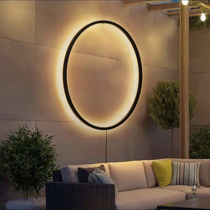 Circle Wall Lamp Background Decor Lights Modern Simplicity Art Design Round LED Sconce Wall for Living Room Sofa Wall Ring Lâmpadas