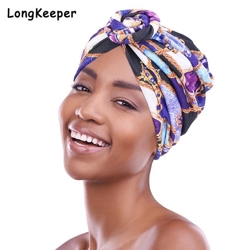 African Print Wowen Knot Headwrap Pre-Tied Knotted Turban Bonnet Satin linned Beanie Headscarf Cap Headwear Hair Accessories