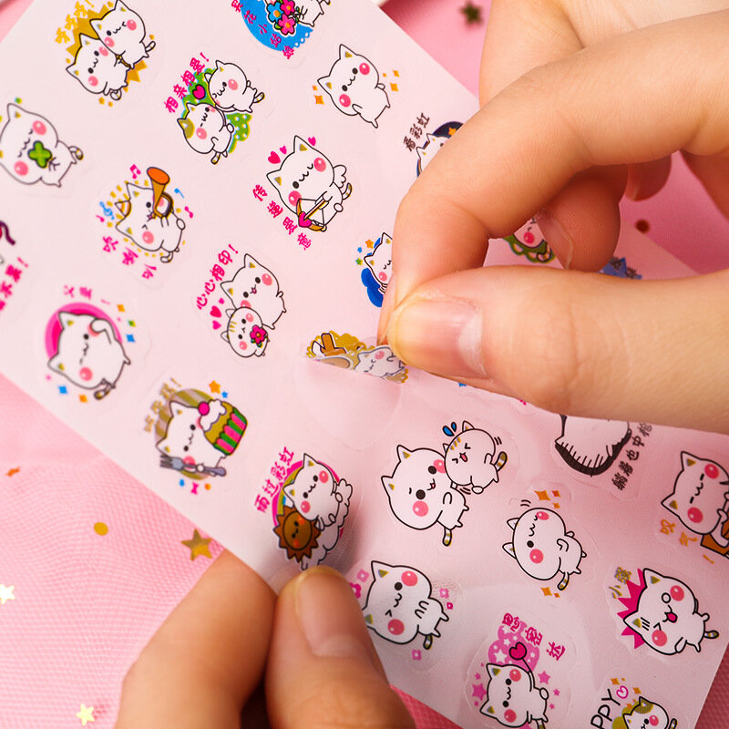 6 folhas/lote kawaii anime-gato-unicórnios adesivos para crianças decorativo masking scrapbooking adesivo escola artigos de papelaria suprimentos