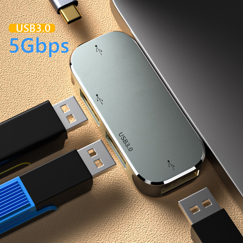 Hub multifonction 6 en 1 type-c, Jack 3.55mm PD100W, USB 3.0/USB2.0/USB3.1, prolongateur USB Compatible HDMI