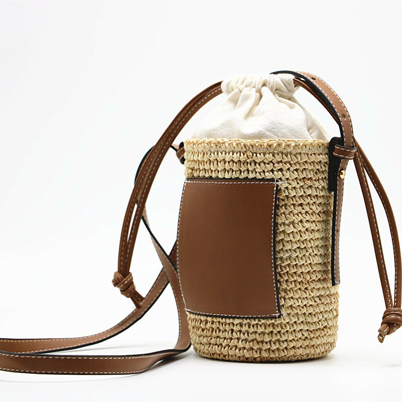 女性のための多用途の編まれたバケットストローバッグ,ファッショナブルなショルダーバッグ,新しいコレクション2022