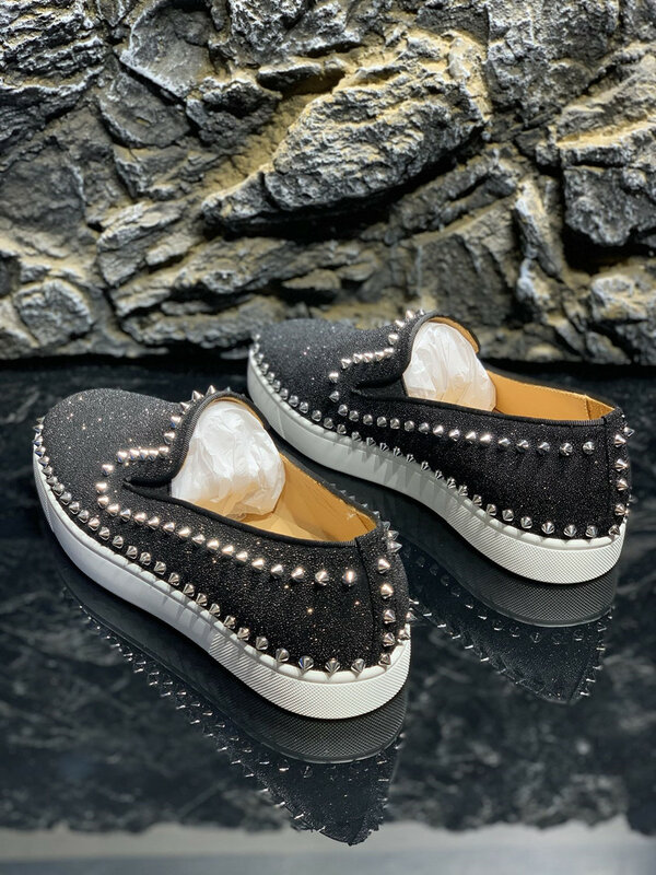Luksusowa marka męskie letnie buty moda łódź mokasyny męskie buty srebrzyste nity obuwie jazdy wysokiej jakościowy duży rozmiar 47 48