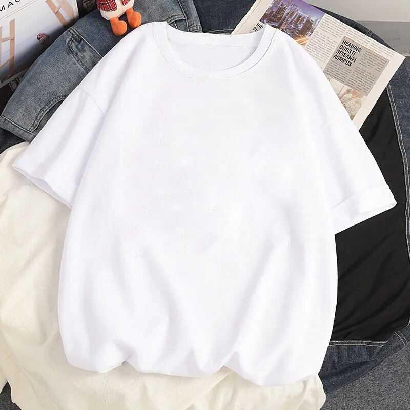 Les femmes Impriment la pièce Sourires T-shirt Femme T-shirt Streetwear Harajuku Surdimensionné T-shirt D'été Haute Rue Tops À Manches Courtes