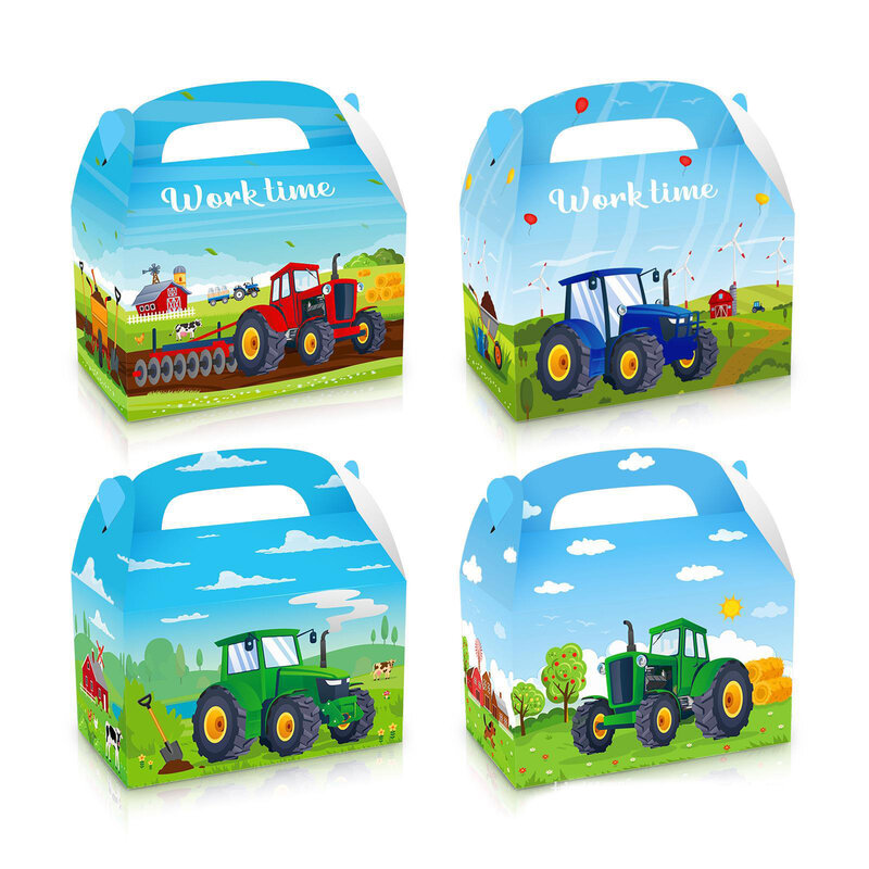Green Tractor Theme Disposable Tableware Paper Cup Plates Napkins Truck Vehicle Excavator Kids Boys Party Decorations Supplies