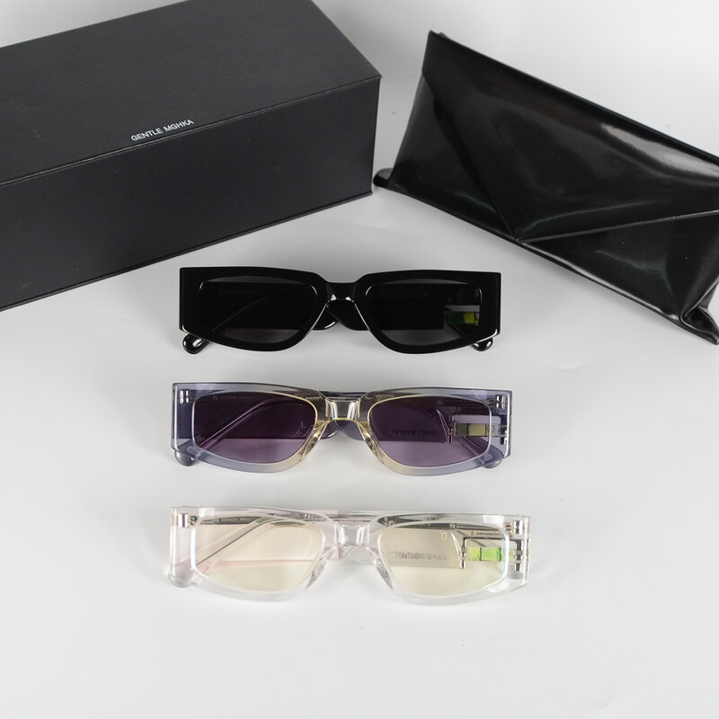 2022 Baru Modis Lembut Bangau Kacamata Mewah Merek Desain untuk Wanita Pria Persegi Asetat UV400 Kacamata Hitam dengan Kotak Asli