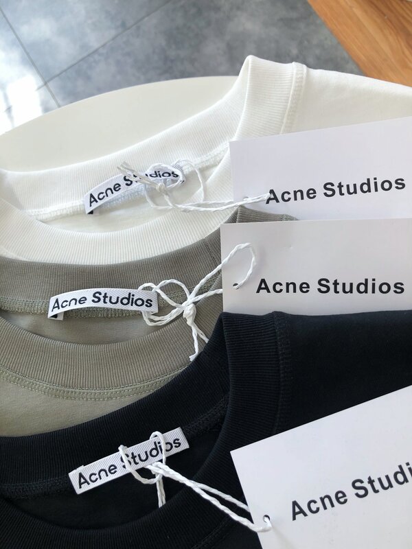 Acne Studios-Camiseta de alta calidad para hombre y mujer, Top informal de moda deportiva, abrigo básico de algodón puro para amantes, 2023