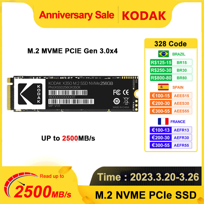 Kodak – disque dur interne SSD NVME de 128 go, 256 go, 512 go, 2280 go, pour ordinateurs portables, Gen3 x4, M2, 1 to