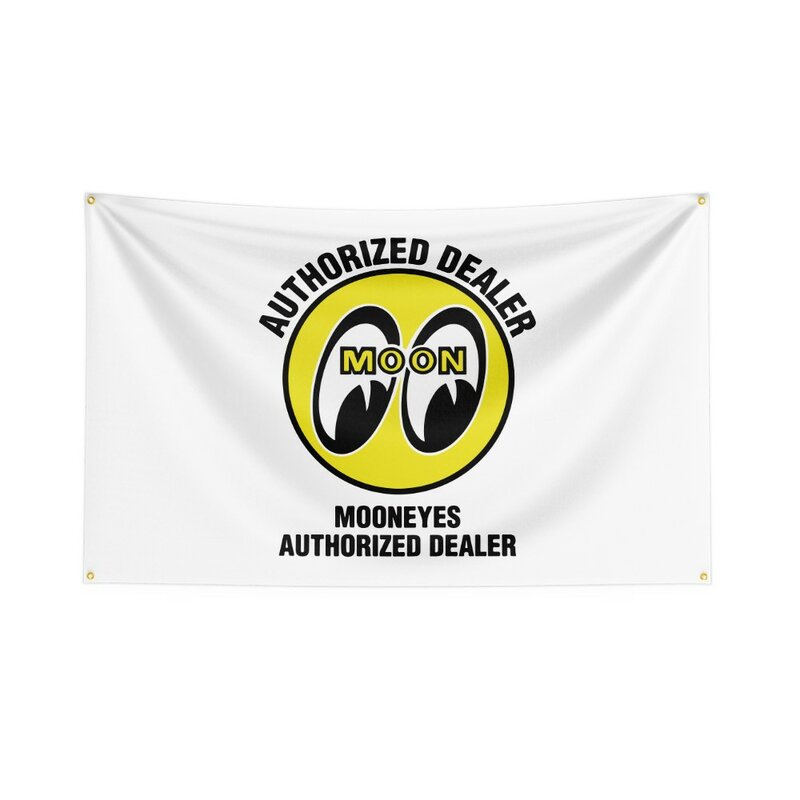 Poliéster logotipo impresso digital, bandeira olhos lua, reparação de veículos e modificação loja banner, 3x5 pés