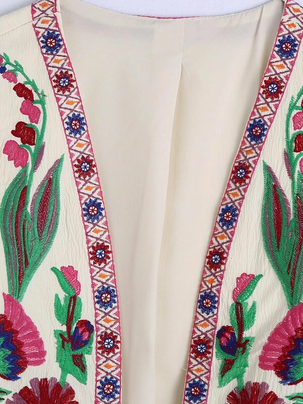 Chaleco Corto Vintage con bordado Floral para mujer, chaqueta de estilo nacional, retales, informal, Tops