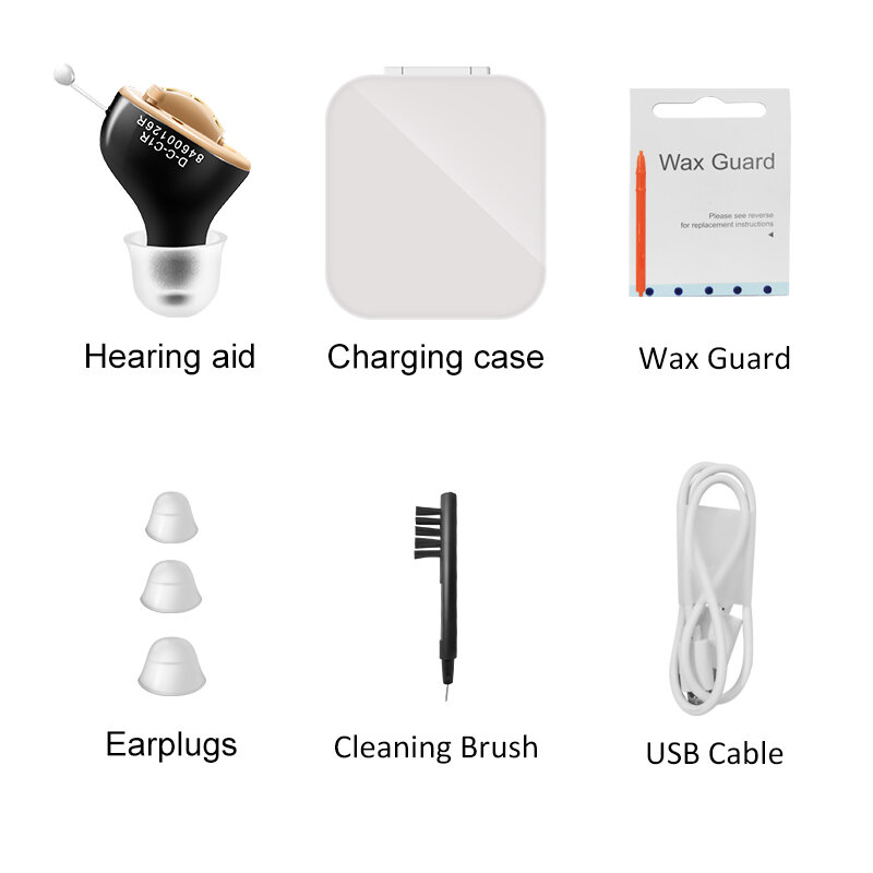 聴覚障害者-ミニ充電式補聴器,サウンドアンプ,ノイズリダクション,深刻な損失のための目に見えない補聴器