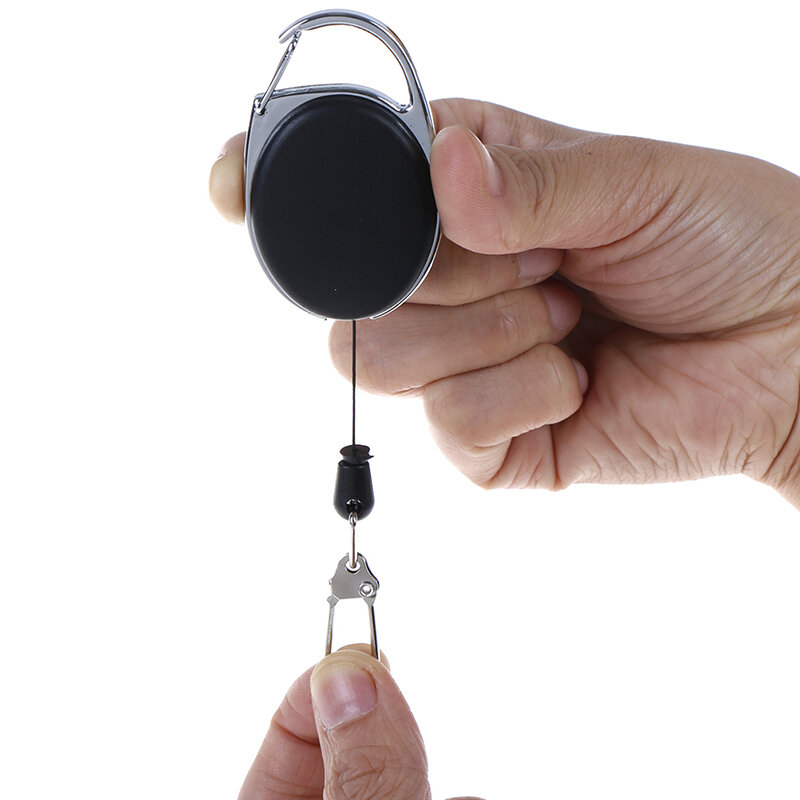 Recoil Erweiterbar Nylon Draht 60cm 23in Schlüssel Kette Ring Gürtel Clip Pull Schlüsselring Zurückziehen ID Karte Abzeichen Halter