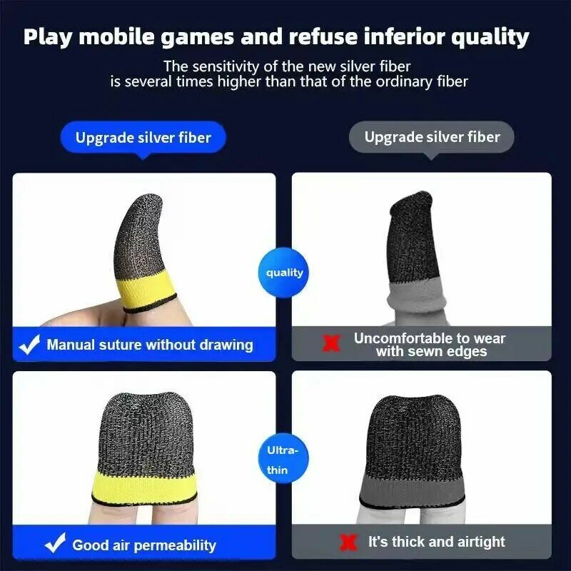 Touch Screen Gloves Finger Cots Ultra-thin Silver Fiber Breathable Sweat-Proof Finger Cover Chicken-eating Gaming Finger Gloves
