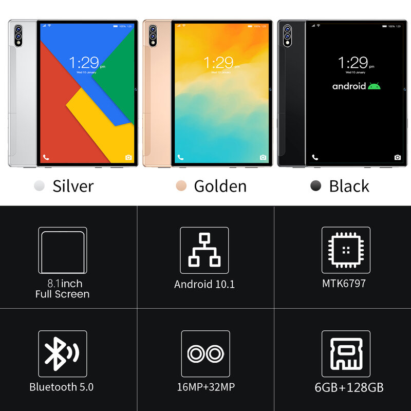 Новый планшетный ПК Global S7 +, планшетофон, 6 ГБ + 128 ГБ, 8,1 дюймов, Android 8000, ноутбук, камера 16 Мп + 32 МП, мАч, Bluetooth, Wi-Fi, Google Play, нетбук