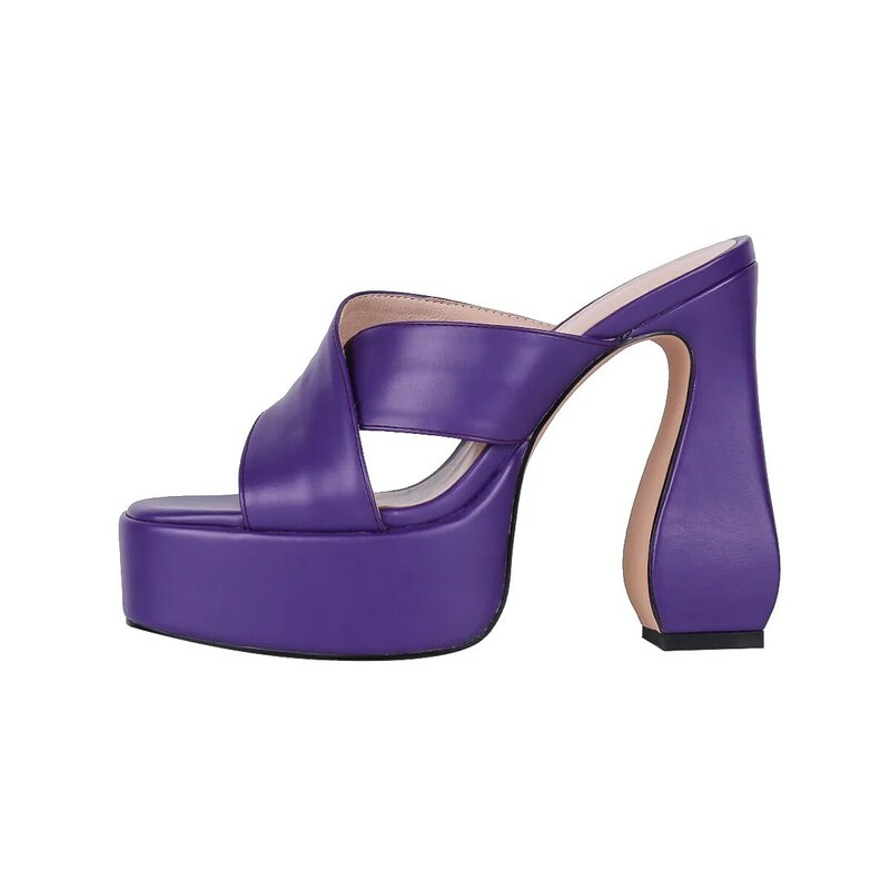 FANSAIDI 2022 패션 핑크 퍼플 고스 플랫폼 슬리퍼 여성 신발 여름 새로운 Consice 방수 섹시한 Chunky 발 뒤꿈치 40 41 42