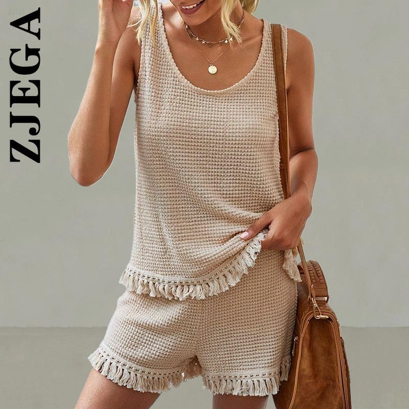Zjega-Conjunto de dos piezas formado por pantalón corto y pantalón corto, ropa deportiva para mujer, chándal ajustado, informal, para fiesta