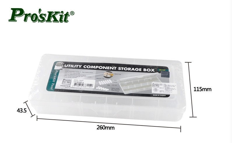 Proskit 이동식 낙하 방지 부품 부품 상자, 플라스틱 도구 상자, 아트 박스, 12 그리드, 실용적인 부품 보관함, 203-132F