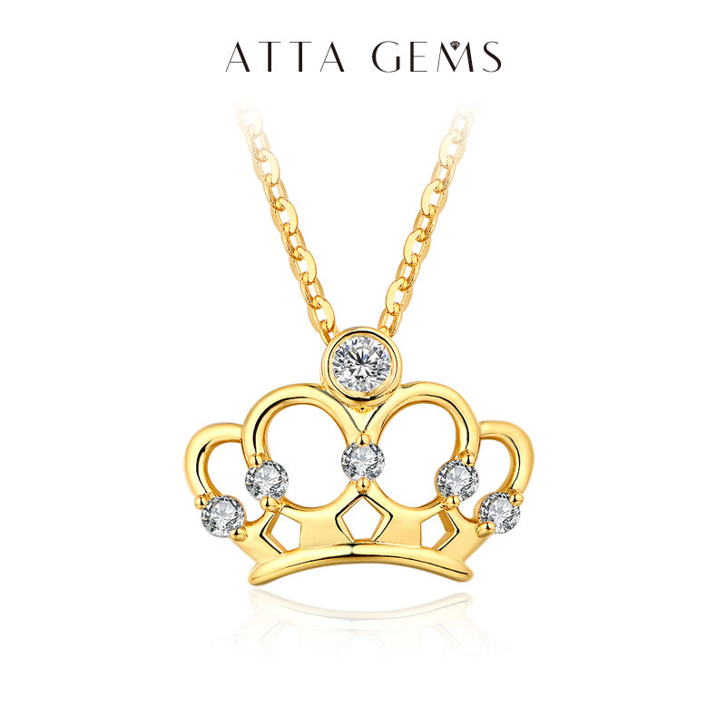 Attagemas moissanite colar vvs1 d cor coroa 925 sterling sliver pescoço cadeias com certificado jóias finas para a mulher aniversário