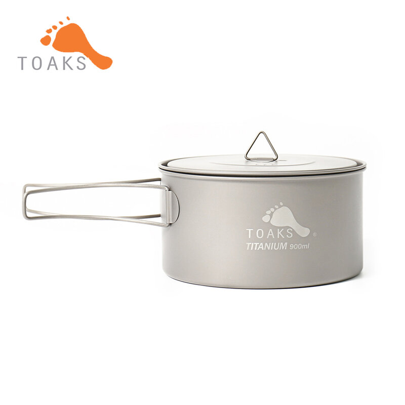 TOAKS POT-900-D130-ollas de titanio puro para acampar, utensilios de cocina para exteriores, se puede utilizar como tazas, cuencos y sartenes, 900ml, 104g