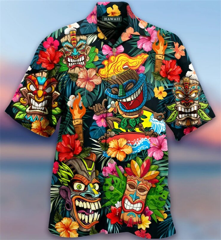 男性用の通気性のある3DプリントTシャツ,トレンディなハワイアンTシャツ,ビーチパーティー用の半袖トップ,夏のコレクション2022