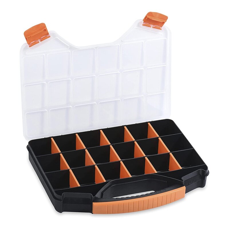 Scatola di immagazzinaggio con 18 scomparti-scatola di immagazzinaggio Hardware piccola-realizzata in plastica resistente-perfetta per viti dadi e bulloni