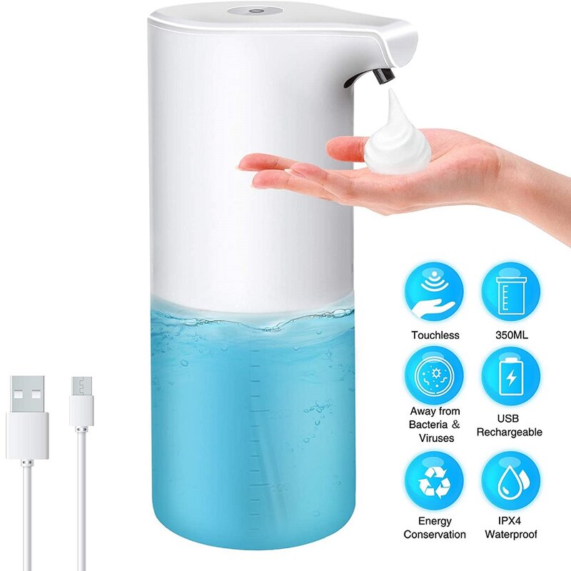 Bezdotykowy automatyczny dozownik do mydła USB ładowanie inteligentny maszyna do spieniania czujnik na podczerwień piankowy dozownik mydła dozownik do mydła odkażacz do rąk