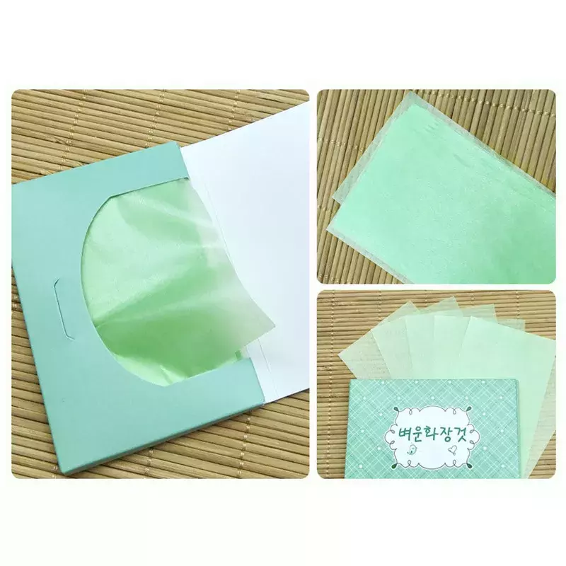 100Sheets/pack Green Tea Facial Oil Blotting Sheets Paper Cleansing Face Oil Control Absorbent Paper Beauty Makeup Tools