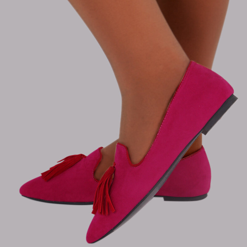 Zapatos planos de talla grande para Mujer-Rosa Roja 
