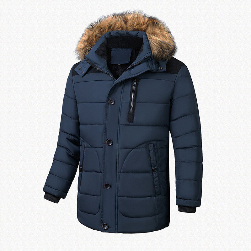 Novo inverno parker jaquetas homens casual quente engrossar casaco ao ar livre jaqueta masculina gola de pele com capuz outwear moda roupas dos homens