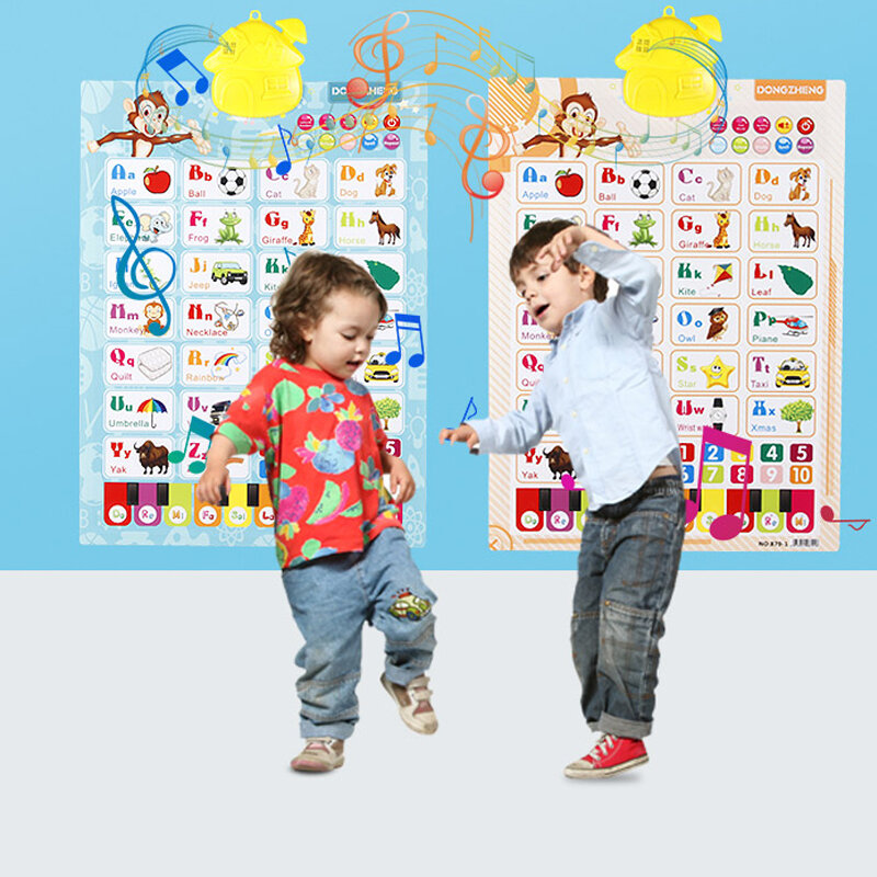 Tabla de pared electrónica interactiva del alfabeto inglés que habla ABC y alfabeto 123, póster musical para niños pequeños, juguete educativo