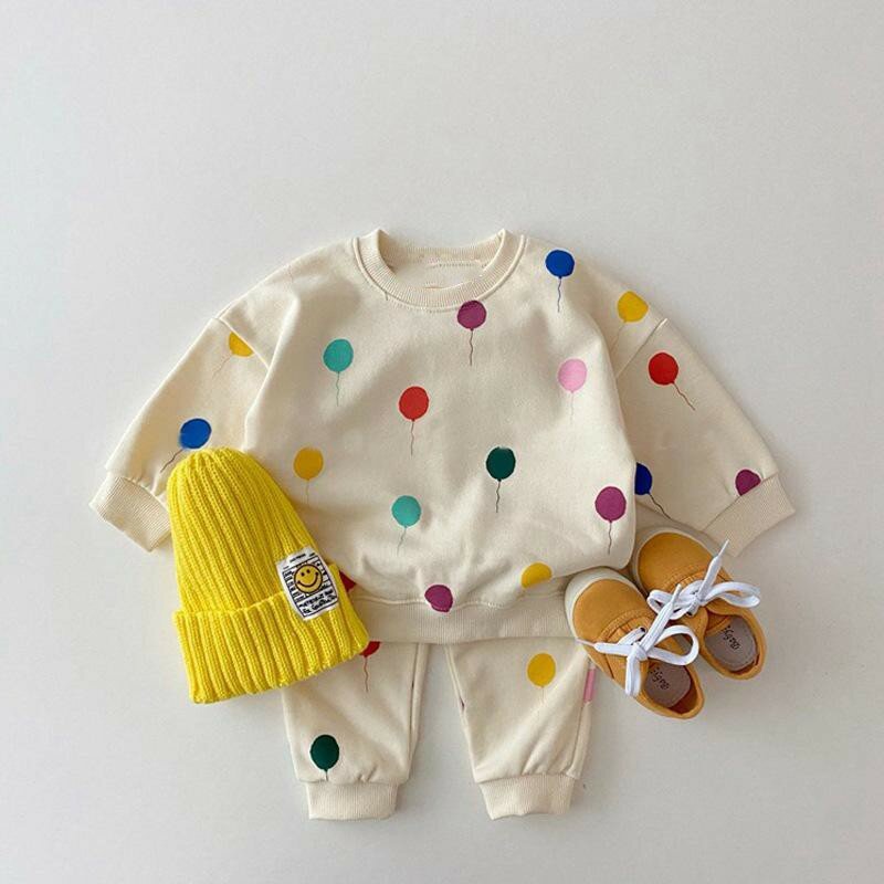 Set Pakaian Bayi Balita untuk Pakaian Bayi Laki-laki Set Kaus Balon + Celana 2 Potong Pakaian Kostum Anak 2022 Musim Gugur Musim Dingin