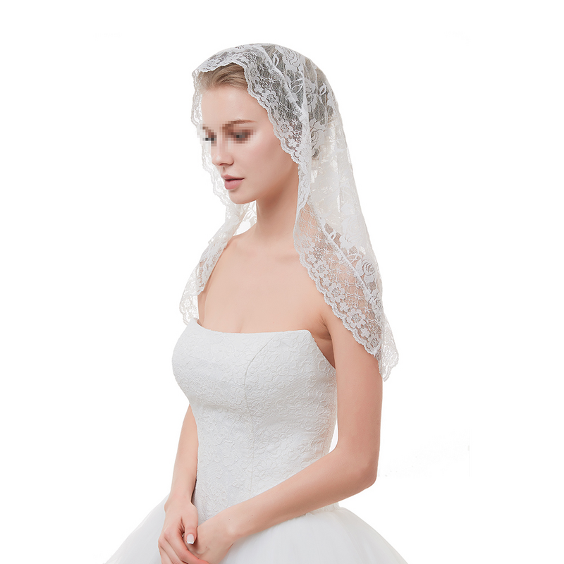 Bridal Wedding Lace Veil Embroidered Tulle Shawl Elegance Bride Headpiece (Black)